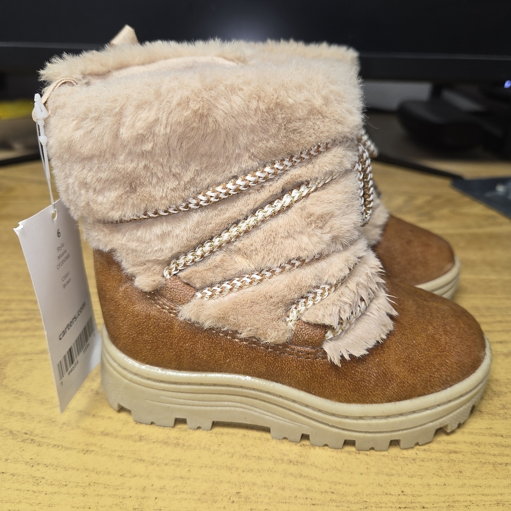 Carter's Cozy Tan and Brown Faux Fur Boots